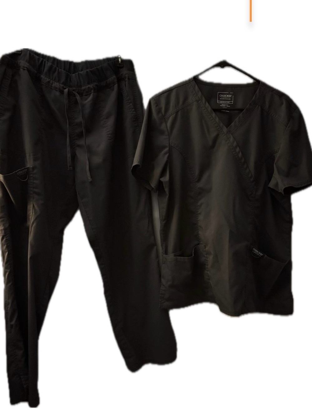 Cherokee Dark Gray Women’s Scrub Top and Drawstring Pants Set